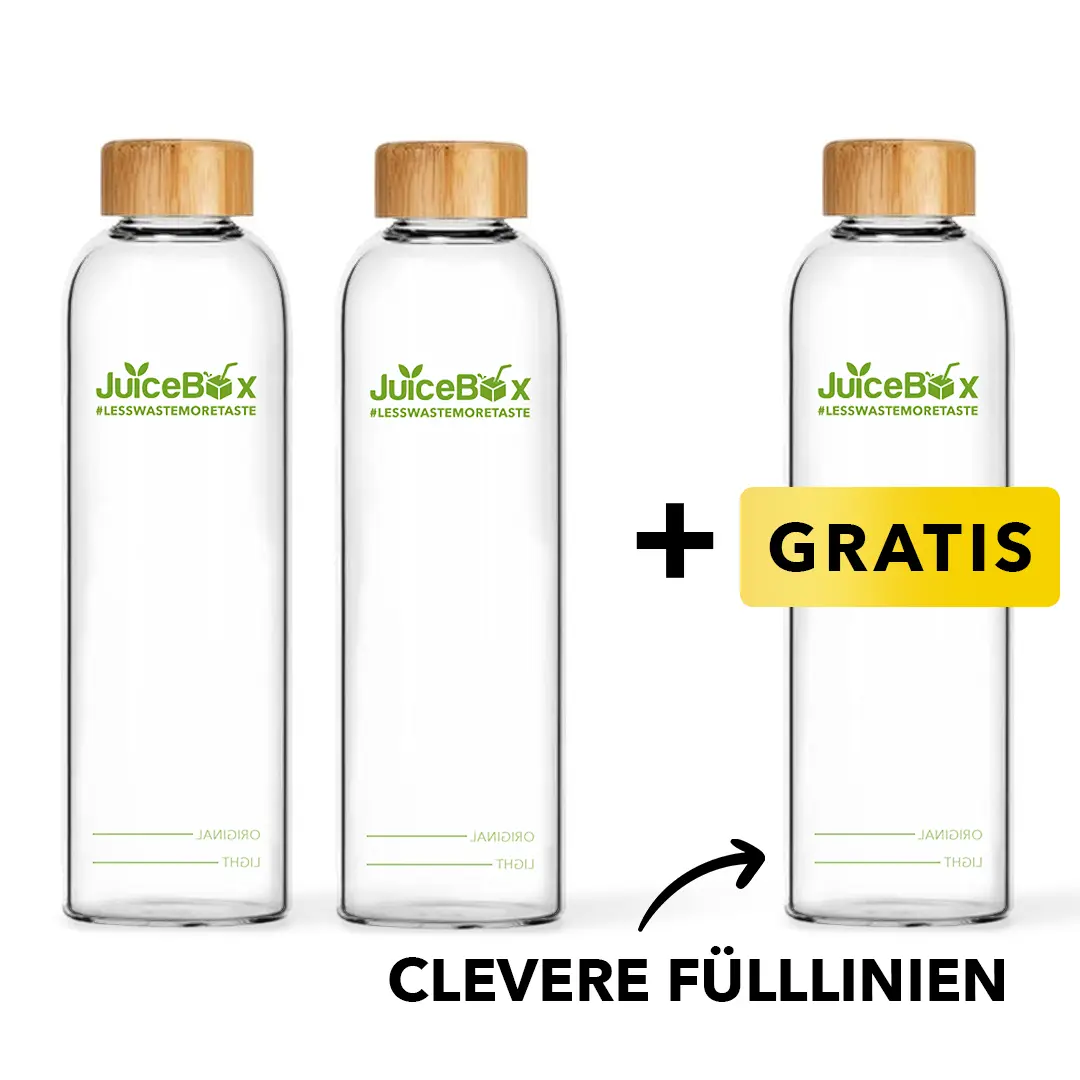 JuiceBox™ Glastrinkflasche 2+1 Gratis